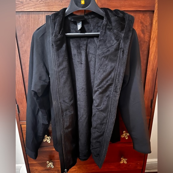 Black, fuzzy lined coat - Picture 2 of 4